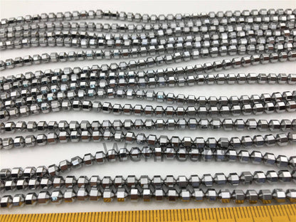 Hematite silver Gray,faceted hexagon beads,AAA, 102 beads,15.5 inches,G50-OTH4-002-2
