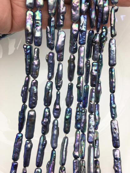 15.5'' AA 5-7mm Black Blue rectangle pearls,ZS-80-25-16