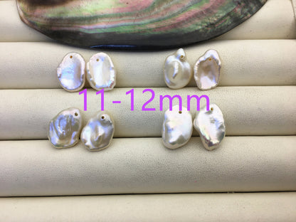 1 pair AAA 10-20mm White keshi Freshwater Pearl White loose Beads Pair,wholesale,0.9mm top side hole,ZS-103-37-54