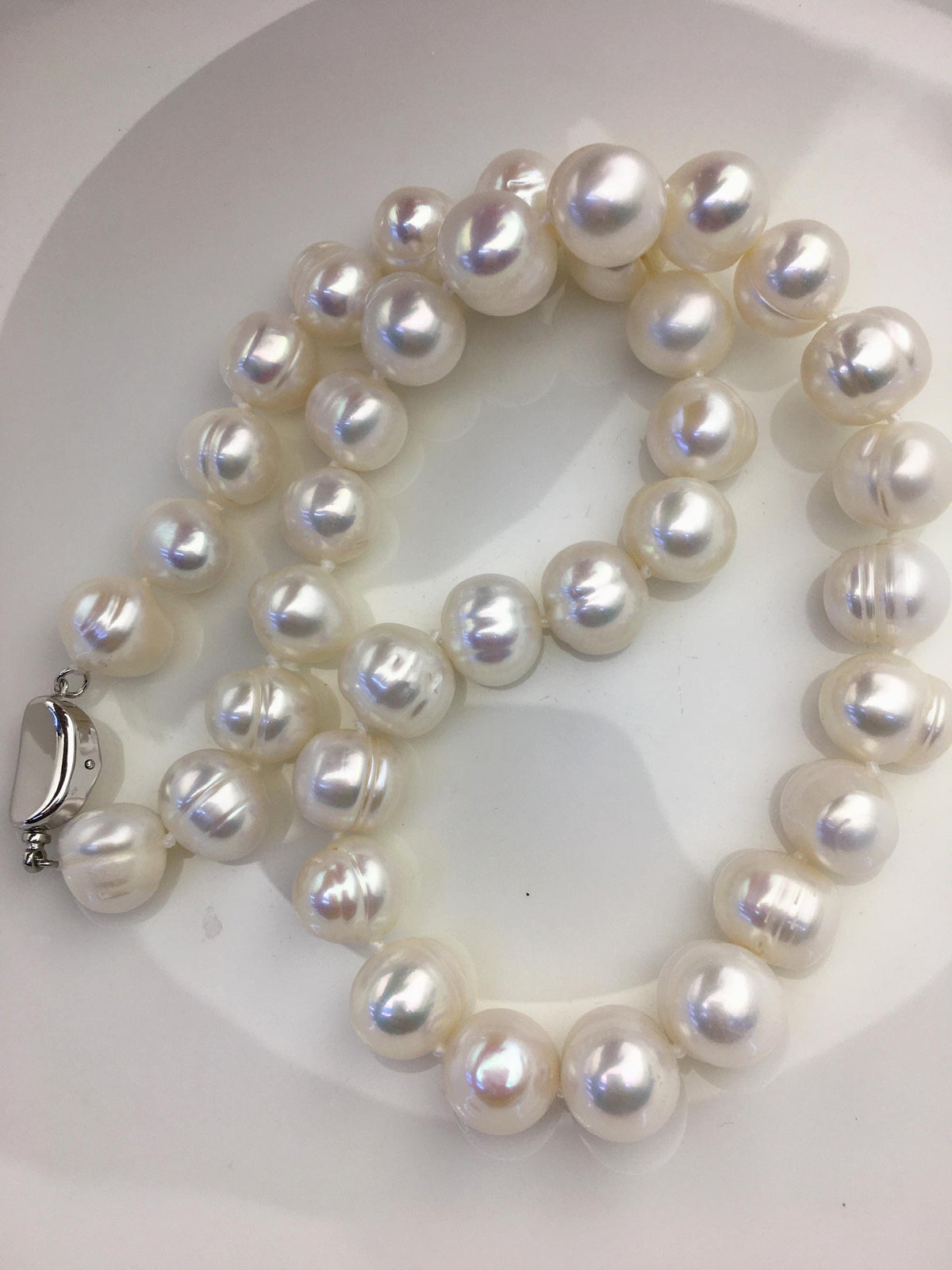 17'' AA+ 10.5-11.5mm big white potato freshwater Pearl necklace,genuine freshwater Pearl necklace,Natural Pearl Necklace,NPN1-095