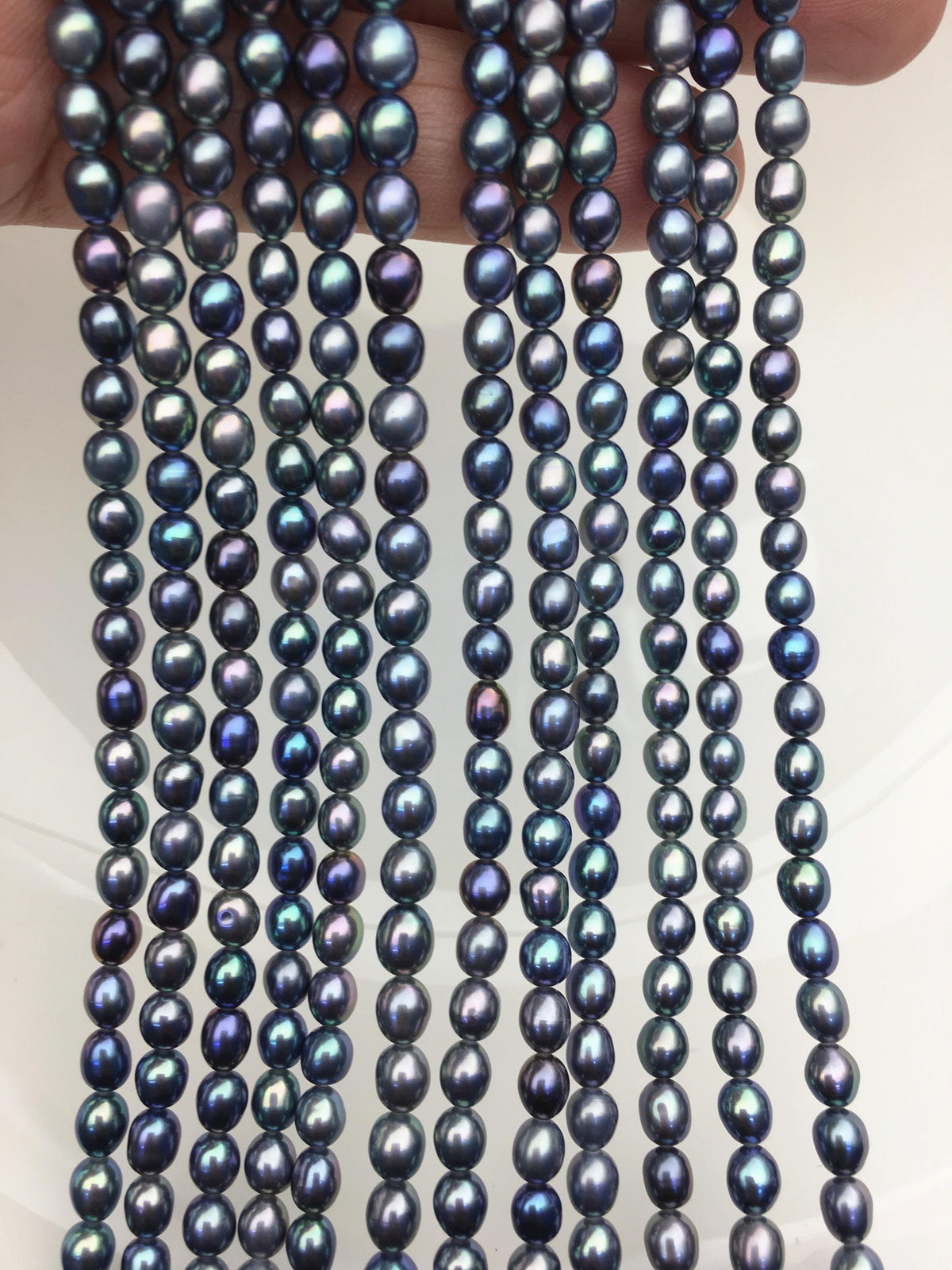 AAA 4-4.5mm black blue rice freshwater pearls,LR4-3A-45