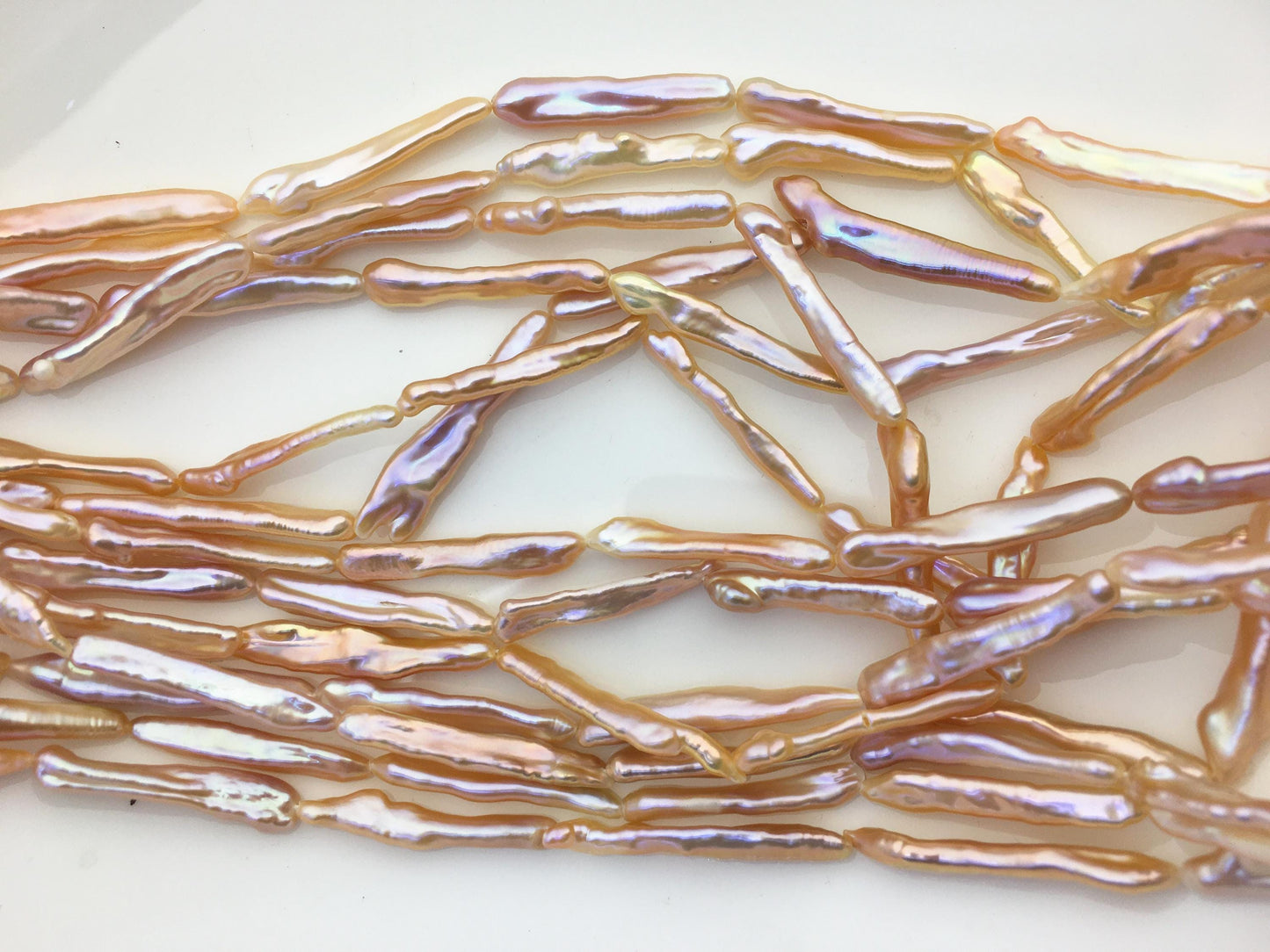 15.5'' AAA 4-6mm natural orange rainbow Toothpick pearls,ZS-80-25-12