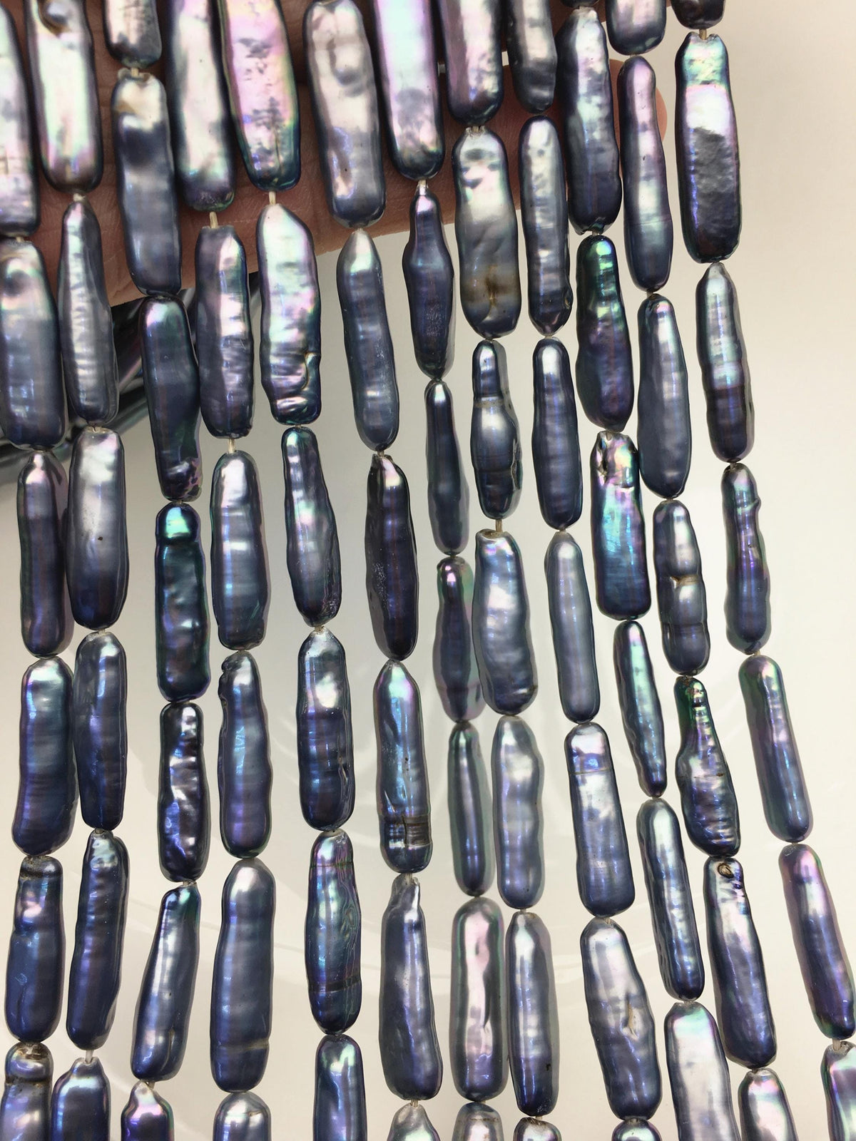 15.5'' AA+ 6-8mm Black Blue rectangle pearls,ZS-80-25-18