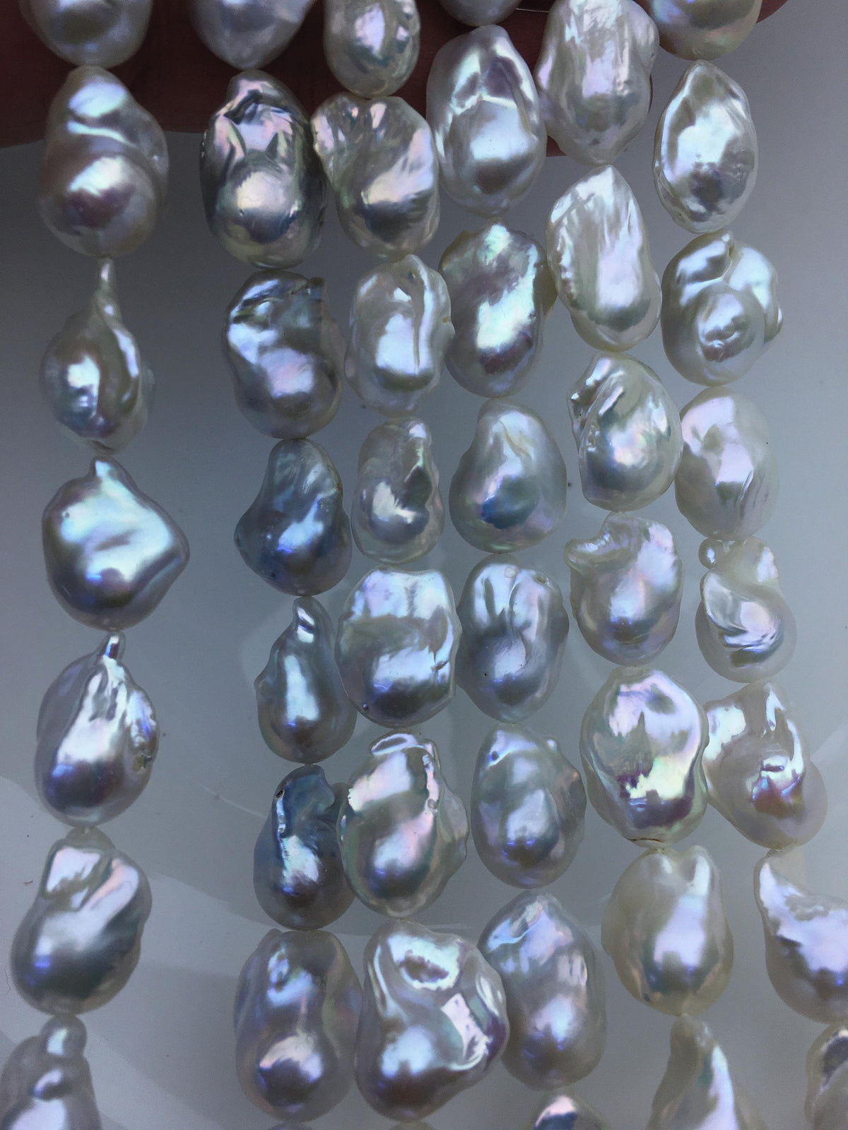 15.5'' AAA 13-15mm White flame ball freshwater pearl,FL15-3A-7-2
