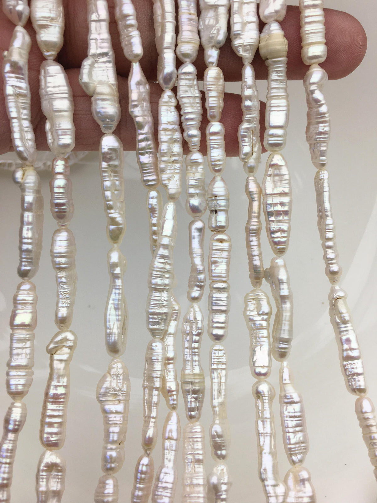 15.5'' AA 4-7mm White Toothpick freshwater pearls,ZS-80-20