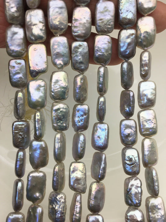 AA+ 9-11mm Gray Thick Rectangle Shape Freshwater Pearl,one full strand,wholesale Full Strand,ZS-103-17