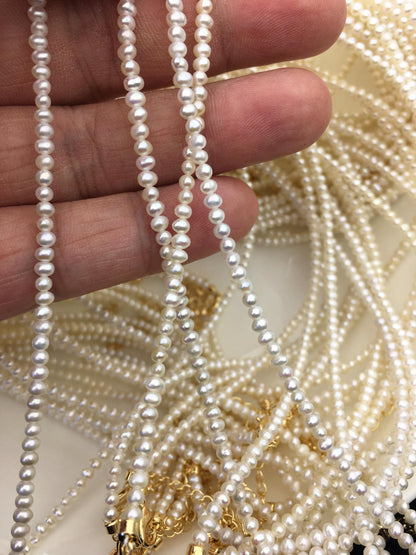 16+2'' AAA 2.5-3mm tiny white potato freshwater Pearl necklace,genuine freshwater Pearl necklace,Natural Pearl Necklace,NPN1-058