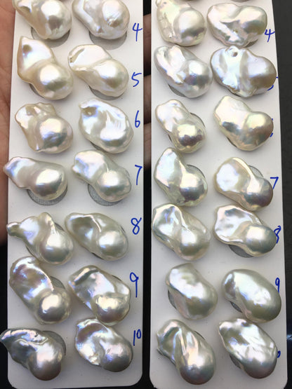 1 pair AAA 13-18x20-28mm White Flame ball Pearl Pairs-0.9mm top half hole-large Baroque freshwater pearl pairs,Fire Ball Pearl,FL15-3A-8-41