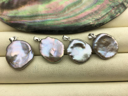 1pc AAA 17-19mm Big Gray keshi pearl pendant necklace,S925 Sterling silver pendant,NC1-007