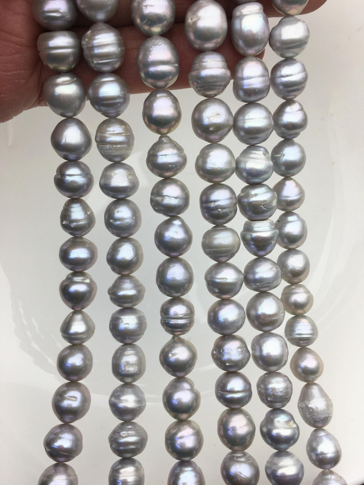 15.5'' AA 9-11mm gray drop Edison Freshwater Pearl,ED12-T10