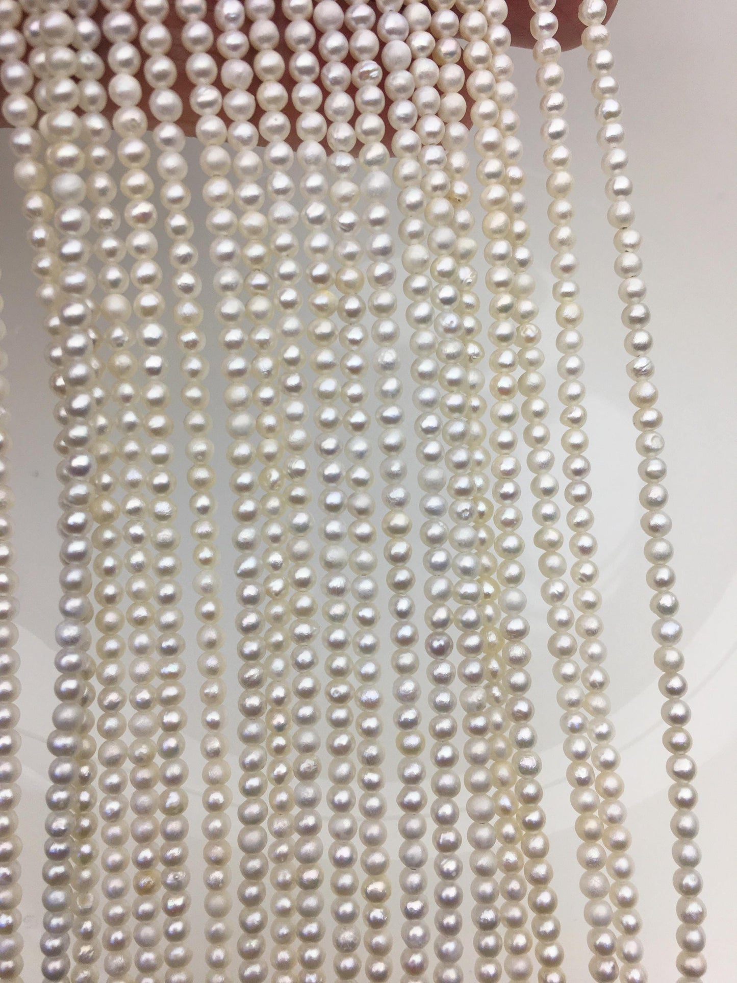 2 strands A+ 3-3.5mm White near round freshwater pearls,white round pearl,pearl wholesale, RP3-T5