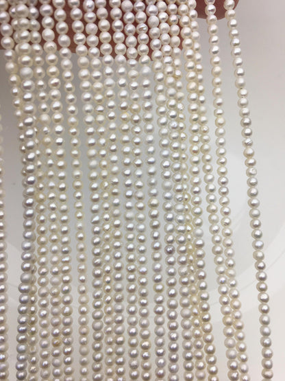 2 strands A+ 3-3.5mm White near round freshwater pearls,white round pearl,pearl wholesale, RP3-T5