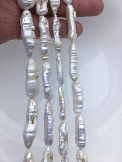 4 strands A 6-13mm white Thick Keshi Biwa Pearl Necklace,ZS-200-120-9