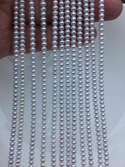AAA 3.5-4mm tiny white button round freshwater pearls,nucleus pearl,Rondelle pearl Beads,SM3-T1