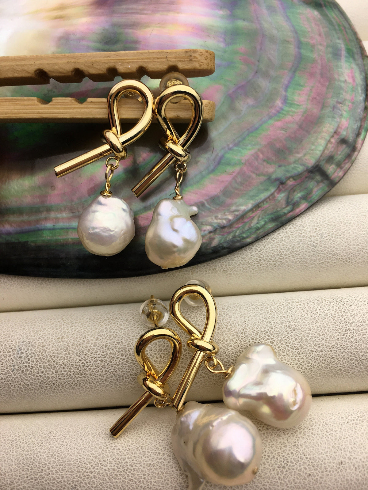 High Luster White baroque freshwater pearl stud earrings,wedding pearl earrings,SE3-131-48