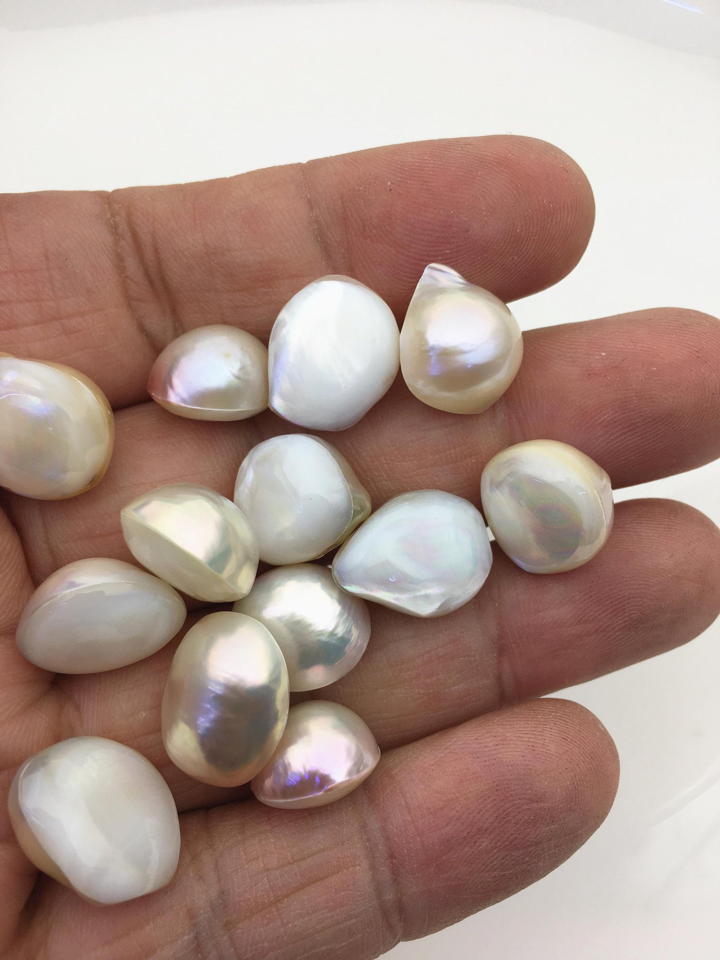 13pcs AAA 12-13mm white Baroque Mabe Freshwater Pearls,no hole,MB-T20