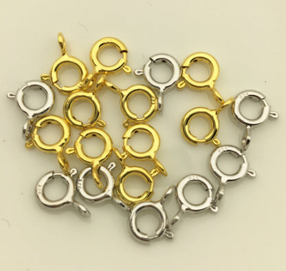 5pcs 7mmx11.5mm Sterling Silver Clasp Spring Ring clasp Closed Loop clasp,White yellow Rose Gold clasp,ASL-CL-001