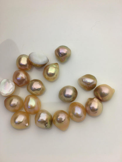 17pcs AAA 12-13mm natural color Baroque Teardrop Mabe Freshwater Pearls,no hole,MB-T24