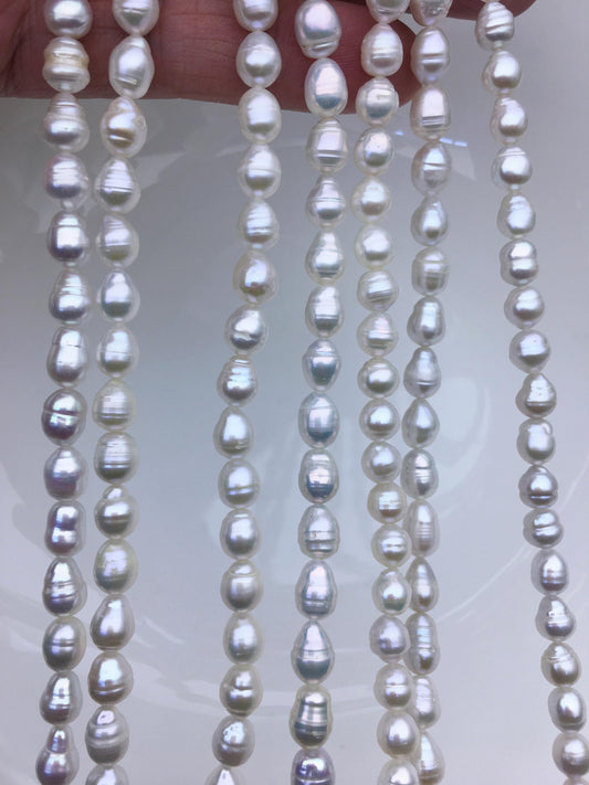 High Luster!AA+ 5.5-6mm white circle rice freshwater pearls,Freshwater Pearl Rice Beads,LR5-T13