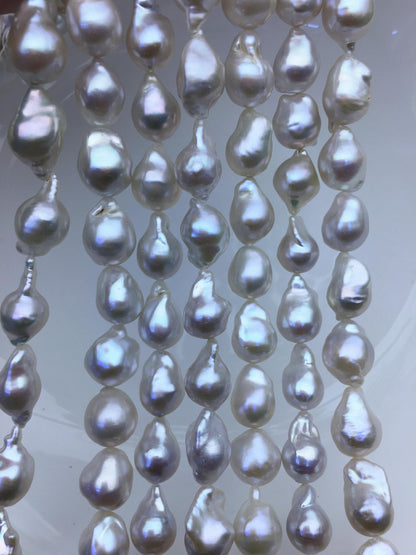 15.5'' AAA 9-11mm White flame ball pearl,FL15-3A-7-31