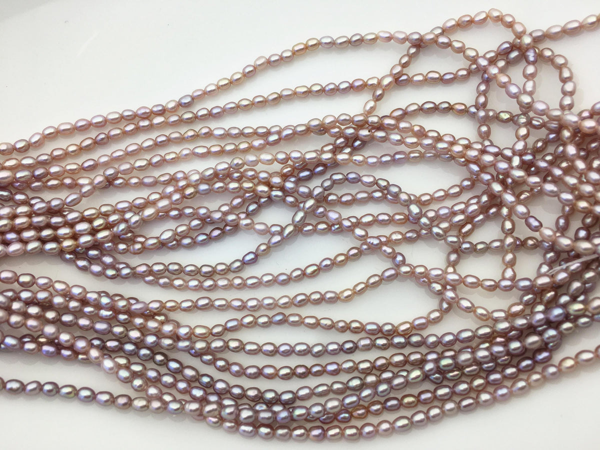 AAA 3-3.5mm*3.5-4mm purple oval rice freshwater pearls,LR3-3A-35