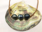 Three Tahitian Pearl Choker,Leather Necklace,High Luster,Pearl Leather Necklace,Black Leather Pearl necklace,Black pearl necklace,Le11-016
