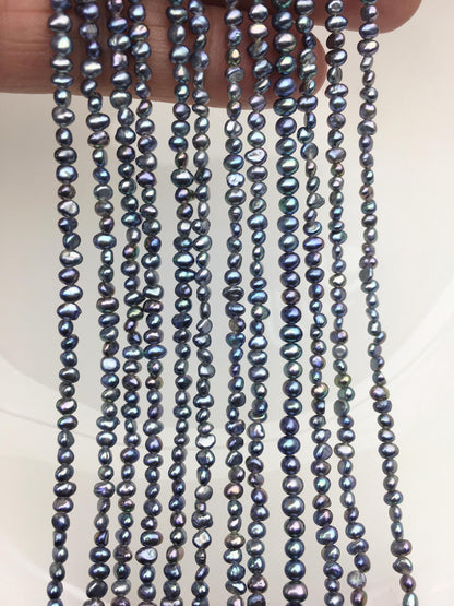 AAA 2-3mm black blue nugget seed pearls,irregular nugget freshwater pearl strand,cheap price,pearl factory china,LM2-3A-4
