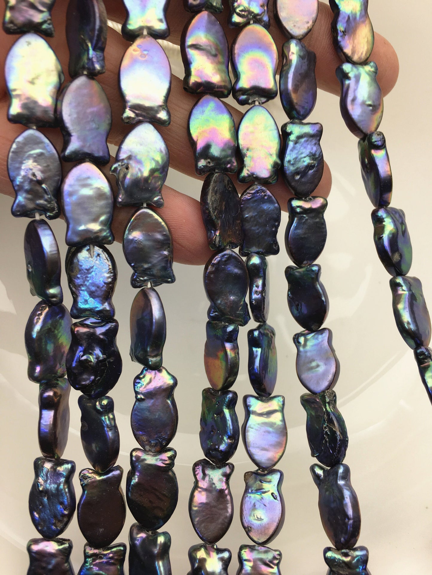 AA 10-12mm Blue Black Fish Shape Freshwater Pearls ,ZS-119-36
