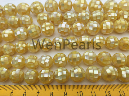 4pcs 10/12/14/16mm Golden Mosaic Shell Beads,Golden Mosaic Shell Beads,GSHE-001-7