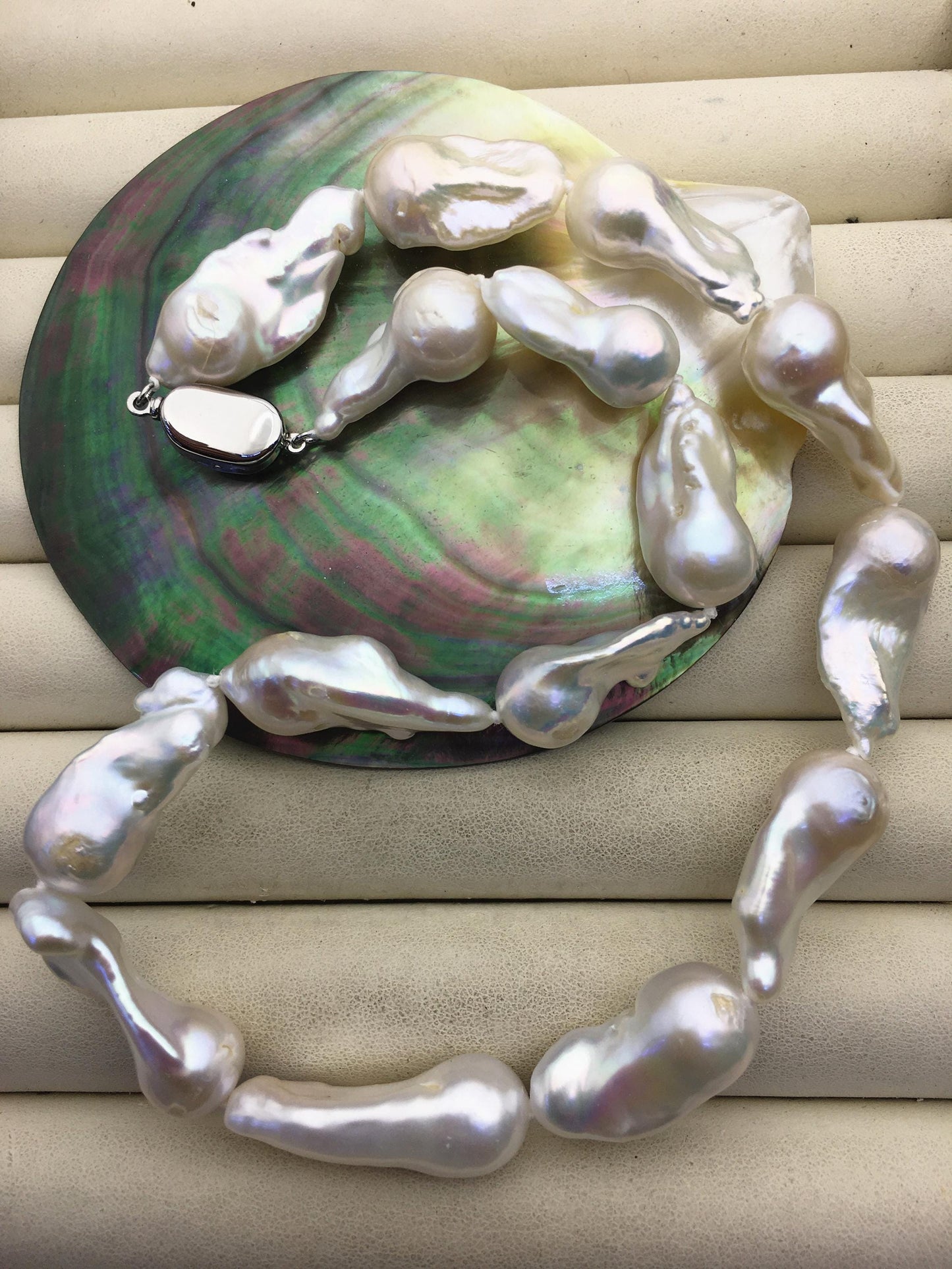 16'' AA+ 12-15mm white long baroque Flame ball freshwater Pearl necklace,genuine freshwater Pearl necklace,NPN1-T63-6