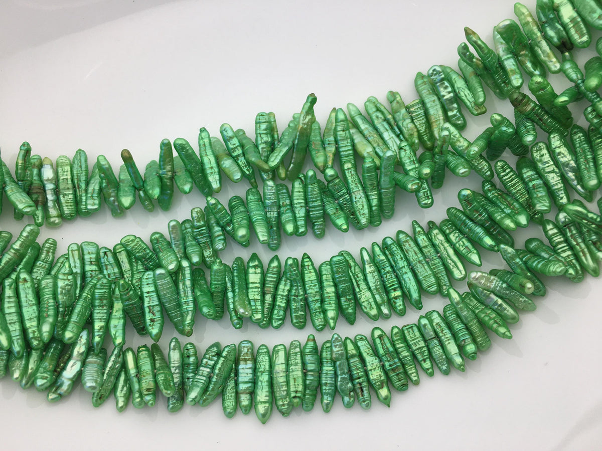 AA 4-5mm green Biwa Keshi Pearl Necklace,Genuine Fresh Water Pearl,Wedding Necklace,Mothers Day,ZS-80-10-49