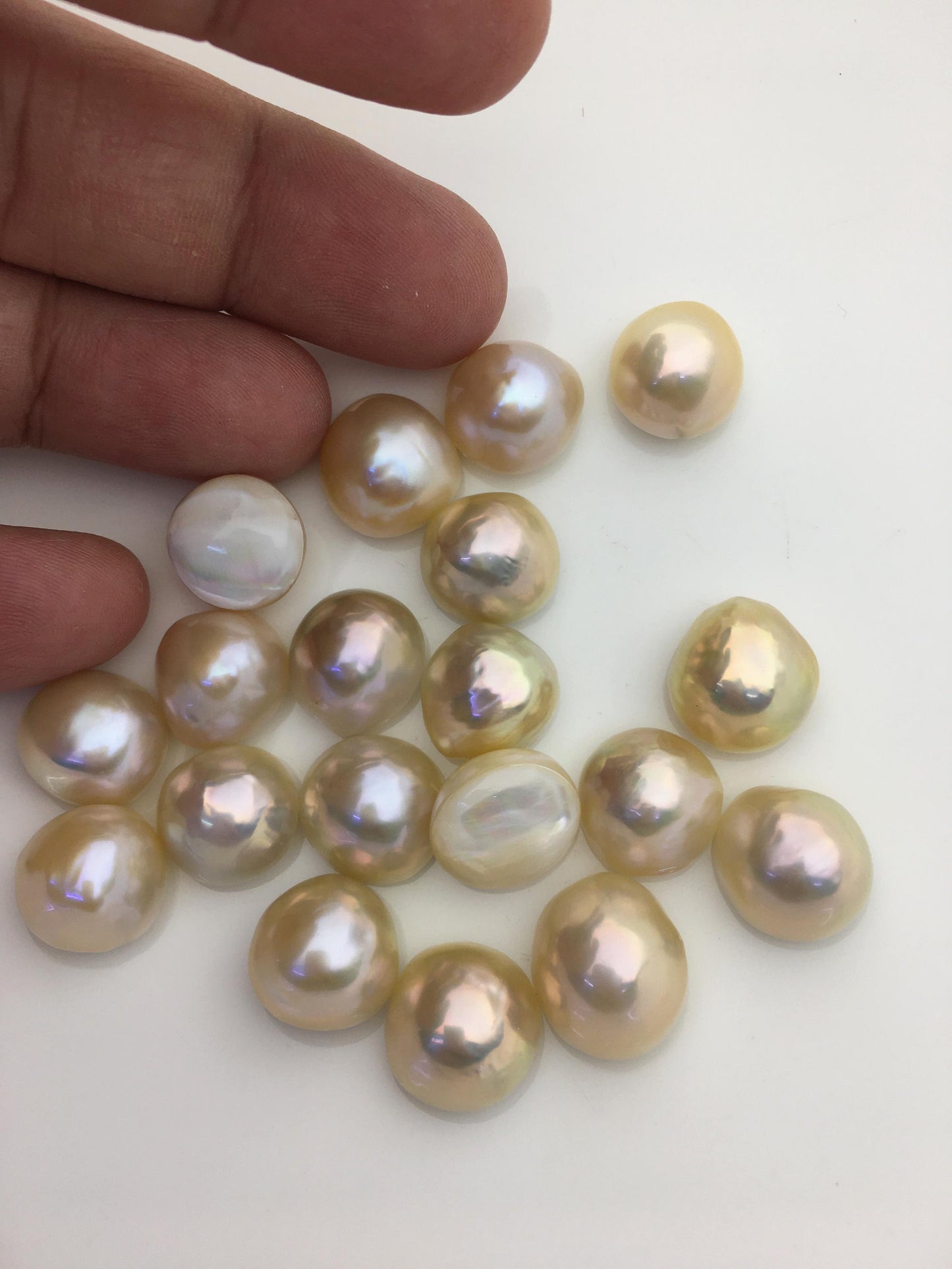 19pcs AAA 12-13mm Baroque Mabe Natural champagne Freshwater Pearls,no hole,MB-T58