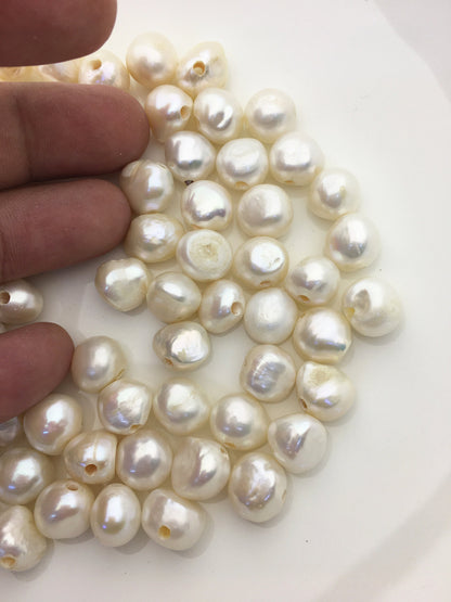 20pcs AA 11-12mm white baroque freshwater pearls,2.2mm large hole,LM11-T6
