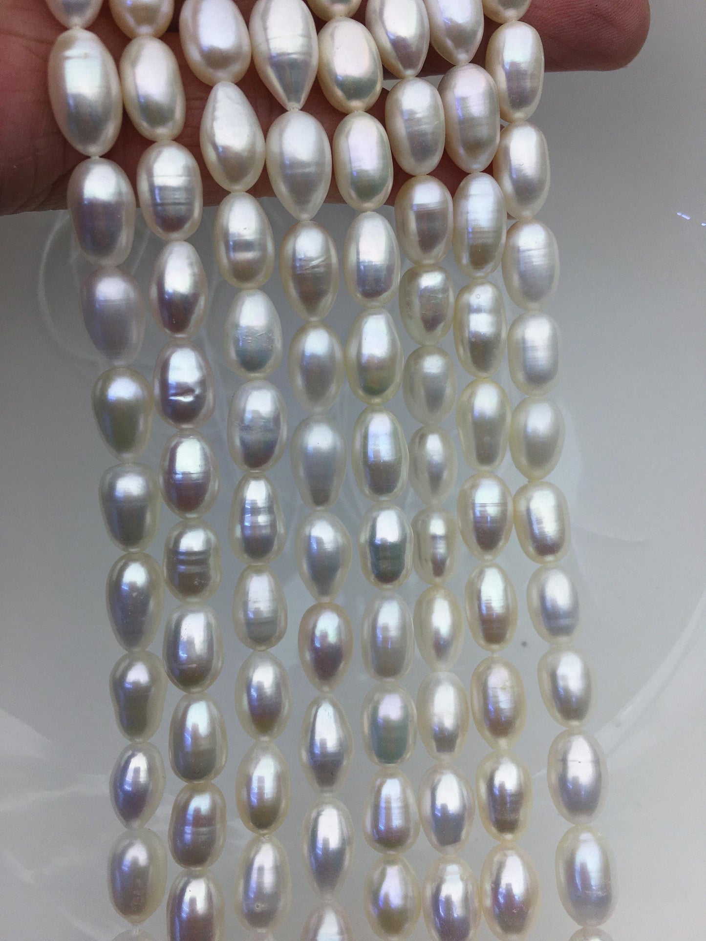 AAA- 7.3-8mm x 10-12mm Cultured White Freshwater Rice Pearls beads,drop pearl necklace,diy pearl beads,gift for her,LR8-2A-2