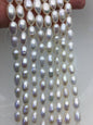 AAA- 7.3-8mm x 10-12mm Cultured White Freshwater Rice Pearls beads,drop pearl necklace,diy pearl beads,gift for her,LR8-2A-2