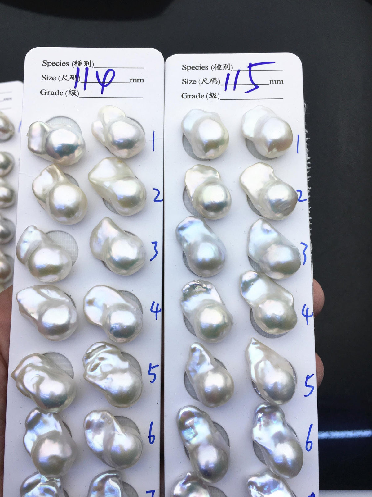 1 pair AAA 12-16x18-25mm White Flameball Pearl Pairs,0.9mm top half hole,FL15-3A-8-55