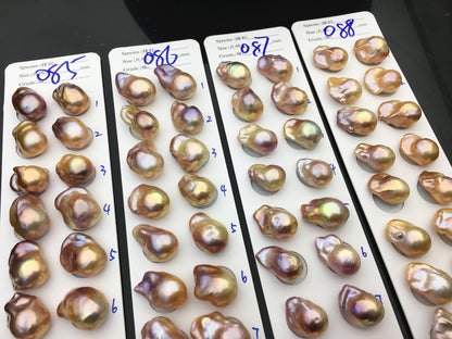 1 pair AAA 13-15mm Natural pink peach Rainbow Flame ball Pearl Pairs - large Baroque freshwater pearl pairs,Fire Ball Pearl,FL15-3A-8-23