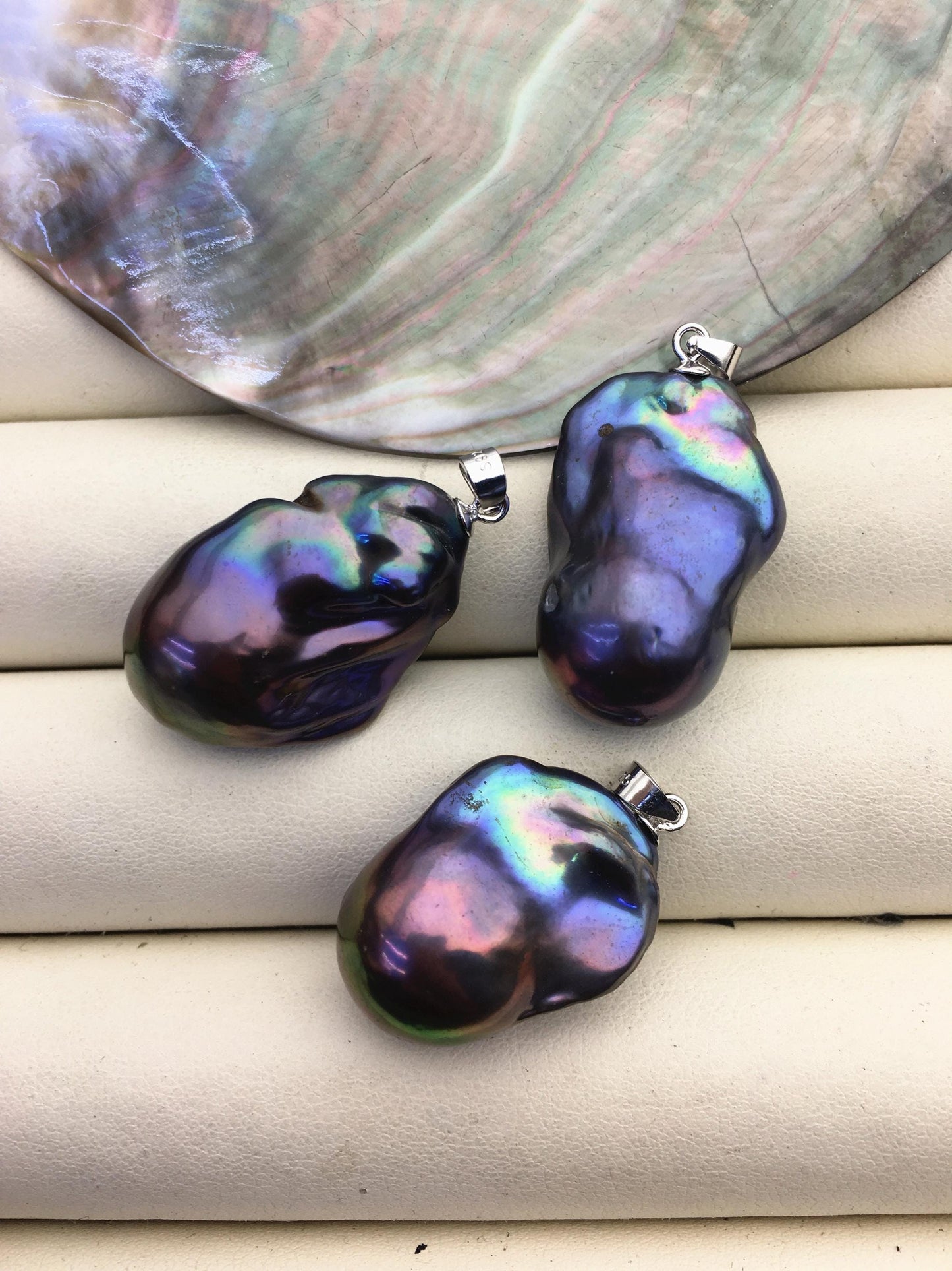 1pc AA+ 15-22mm black rainbow baroque pearl pendant necklace,S925 Sterling silver pendant,NC1-008-2