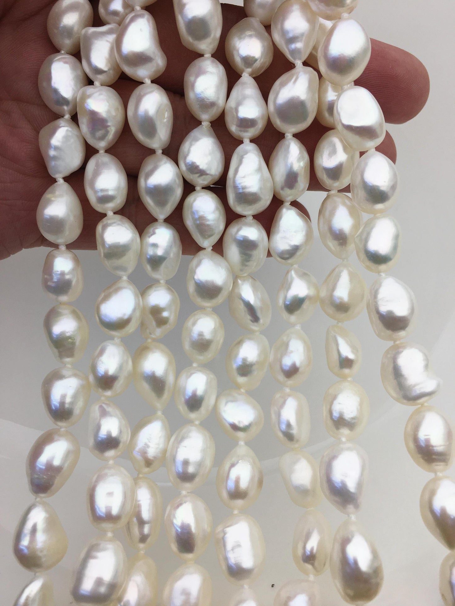 17'' AAA 10mm big white nugget freshwater Pearl necklace,NPN1-017
