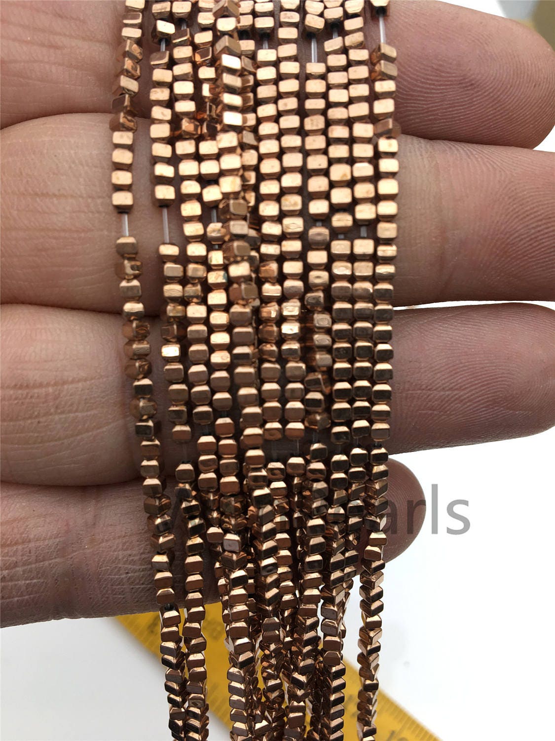 Hematite,Light Brown 2mmx2mm cube square Beads,AAA, 15.5 inches,G50-CU22-006-1