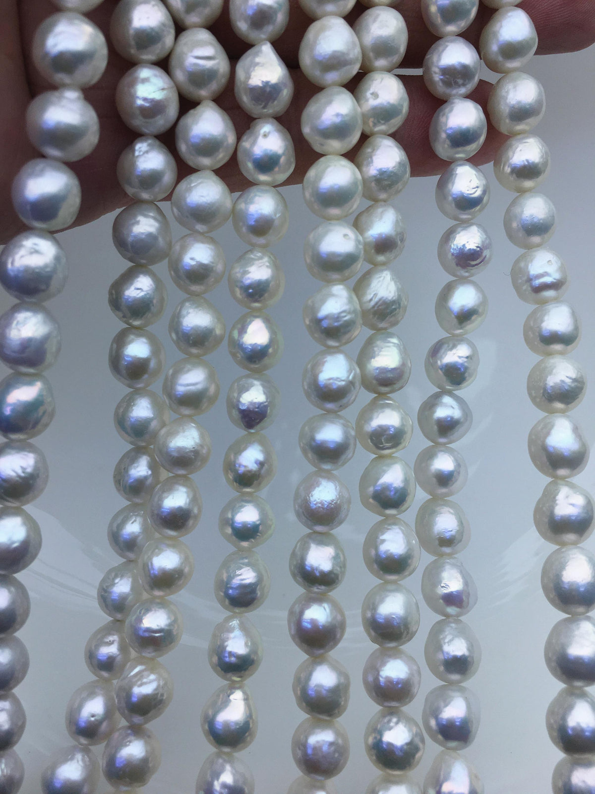 AA+ 7-9mm white baroque near round Edison Freshwater Pearl,ED12-2A-5-39