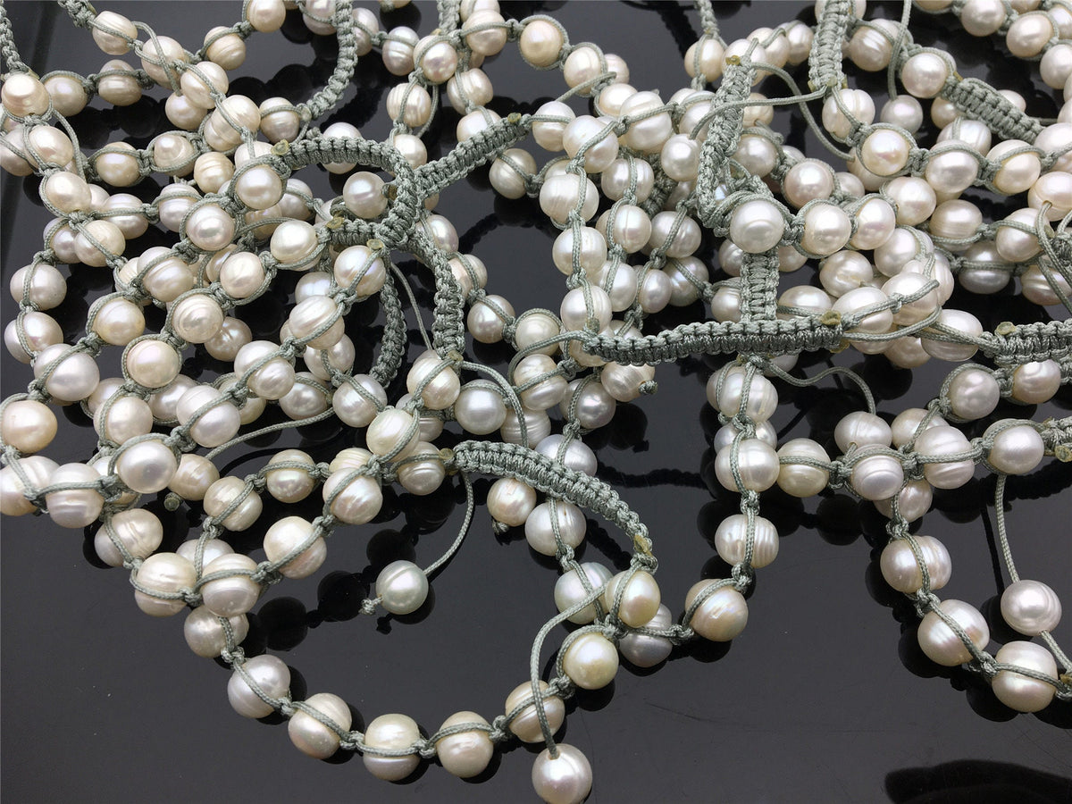 11mm Big White pearl thread bracelet,adjust length,pearl bracelet, knotted freshwater pearl bracelet,Pearls Bracelet,B8-008