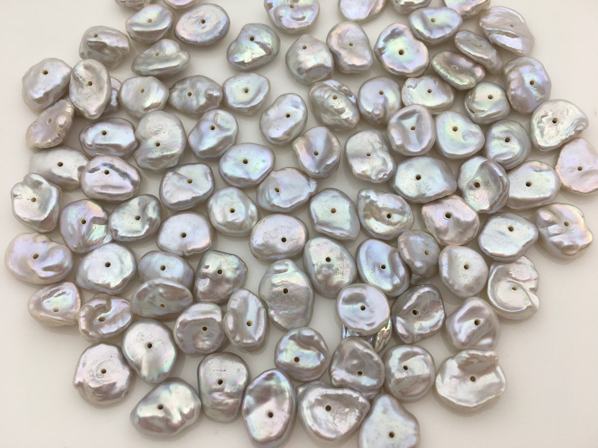 20pcs AAA- 7-8mm Gray Thin Keshi freshwater pearls,0.7mm center drill hole,ZS-127-11