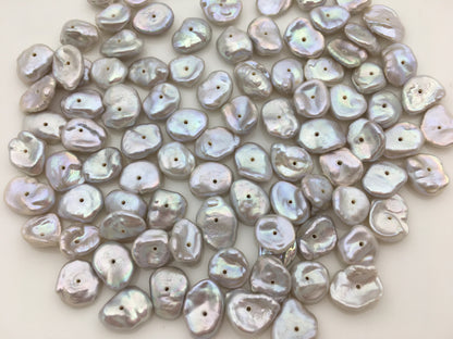 20pcs AAA- 7-8mm Gray Thin Keshi freshwater pearls,0.7mm center drill hole,ZS-127-11