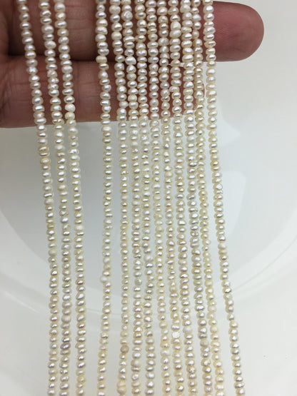 AA 2.5-3mm tiny white button round pearls,full strand,Rondelle pearl Beads,white freshwater pearl,loose strands,SM2-2A-3
