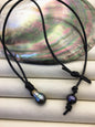 11-13mm Big Teardrop Drop Tahitian Pearl Leather Necklace,Pearl Leather Necklace,Black Pearl,Black Leather Pearl necklace,Le11-018
