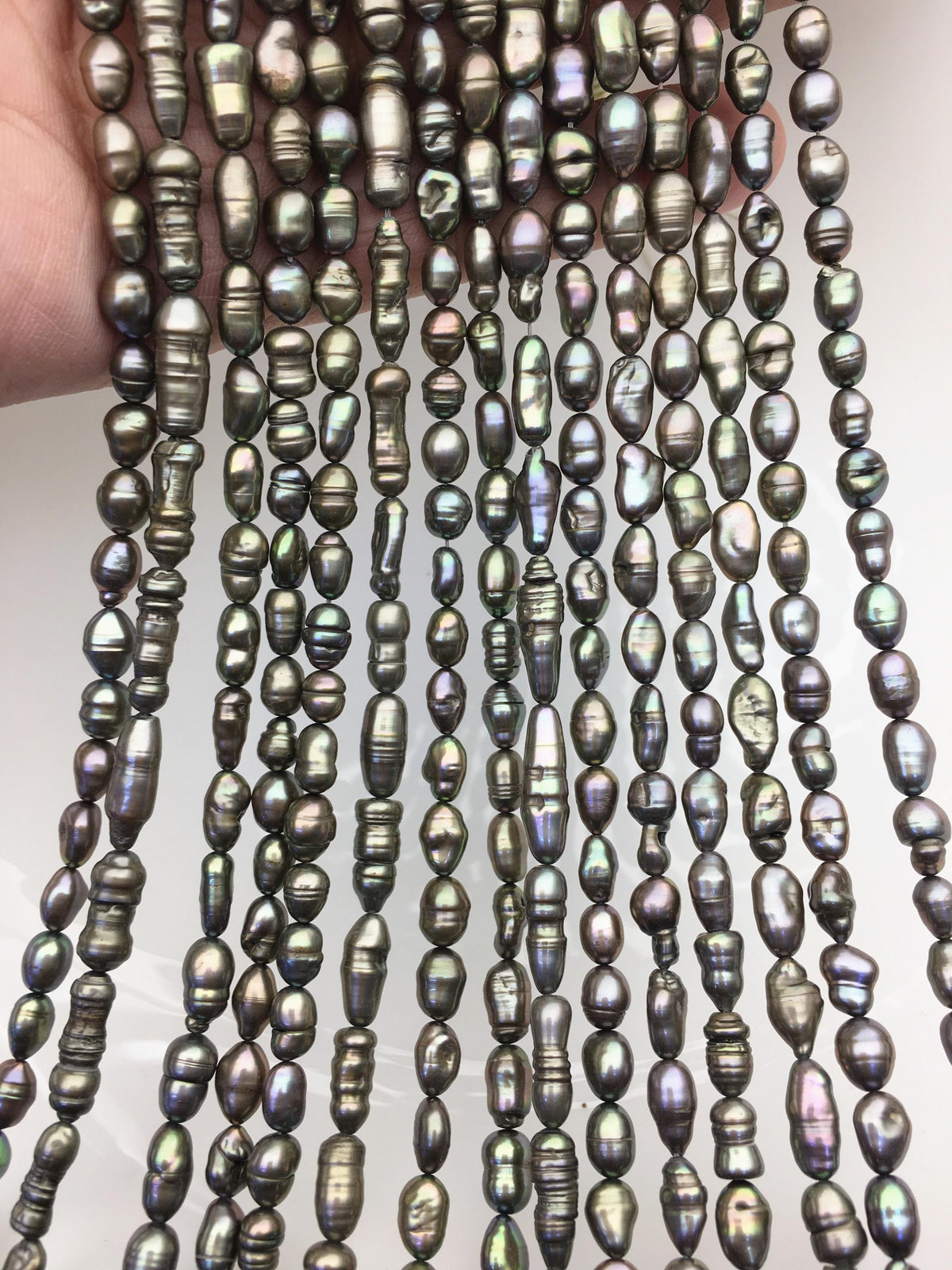 AA+ 5-6mm green toothpick Biwa Pearl Necklace,Genuine Fresh Water Pearl,Wedding Necklace,Mothers Day,ZS-80-10-16