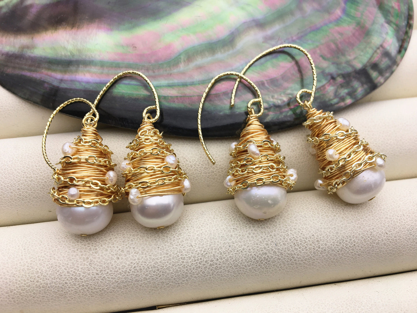 Fashin Big White Freshwater Pearl dangle earrings,earring with white Natural Pearl,SE3-120-24