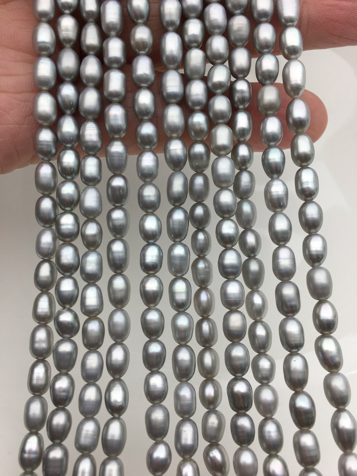 AAA- 4.5-5mm * 5.3-6.5mm gray rice freshwater pearls,Cultured pearl necklace,DIY pearl,Valentine's Day gift,LR4-T2