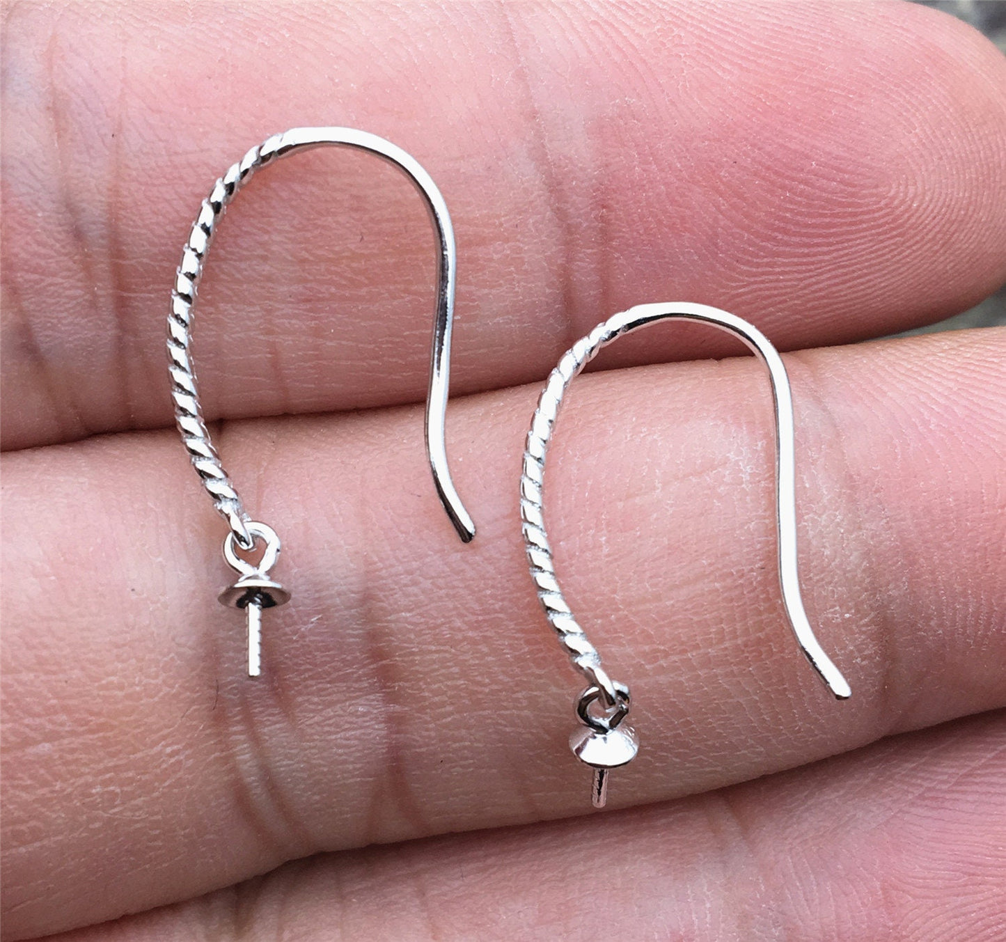 Twist S925 Sterling Silver white dangle hook, Sterling Silver, for dangle earrings,DIY,wholesale,ASL-ER-015